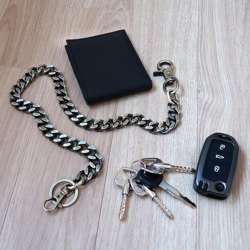 newtro Heavy Duty Wallet Chain Men Women Boy Girl, Biker Motorcycle Pants Jean Punk Goth Key Chain Black Gold Silver TH in Kuwait