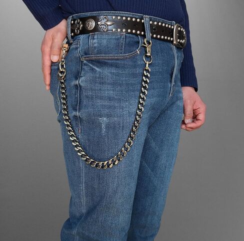 newtro Heavy Duty Wallet Chain Men Women Boy Girl, Biker Motorcycle Pants Jean Punk Goth Key Chain Black Gold Silver TH in Kuwait