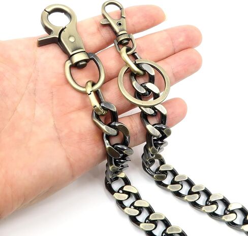newtro Heavy Duty Wallet Chain Men Women Boy Girl, Biker Motorcycle Pants Jean Punk Goth Key Chain Black Gold Silver TH in Kuwait