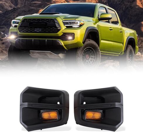 TRD Pro Fog Light Assembly Compatible with 2016-2023 Toyota Tacoma，Black Aggressive Fog Light Bezels with high-intensity LED bulbs，Contains Shock Absorption Design，Driver and Passenger Side in Saudi Arabia