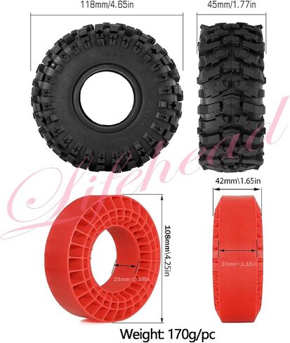 1.9 inch Silicone insert tires - All Terrain Pliable Rubber Tires for 1/10 RC Crawler Car TRAXXAS TRX4 TRX6 Axial SCX10 90046 90047 SCX10 III AXI03007 Tamiya CC01 YK4102/4.6" Outer Diameter in Kuwait