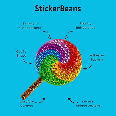 StickerBeans® "The Original Rhinestone Sticker" - مجموعة روح البيضاء (2 "× 2" ، 4 عبوات) - ظهور لامع ، لاصق - تجميع ، تداول ، هدية - تزيين الكمبيوتر المحمول ، الهاتف ، زجاجة الماء - الأطفال المراهقين البالغين in Kuwait