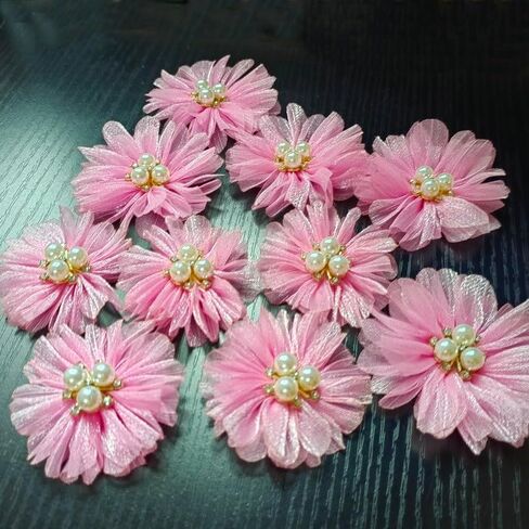 Fabric Handmade 3D Small Flower Clothing Dance Decoration Flower/Breast Flower/Headwear/Hair Card Material/Sweater Shoe Flower (wathet) in Kuwait