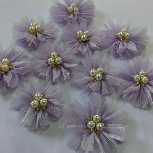 Fabric Handmade 3D Small Flower Clothing Dance Decoration Flower/Breast Flower/Headwear/Hair Card Material/Sweater Shoe Flower (wathet) in Kuwait