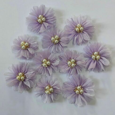 Fabric Handmade 3D Small Flower Clothing Dance Decoration Flower/Breast Flower/Headwear/Hair Card Material/Sweater Shoe Flower (wathet) in Kuwait