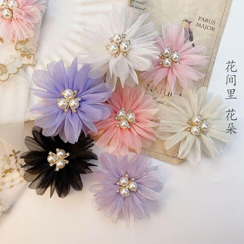 Fabric Handmade 3D Small Flower Clothing Dance Decoration Flower/Breast Flower/Headwear/Hair Card Material/Sweater Shoe Flower (wathet) in Kuwait