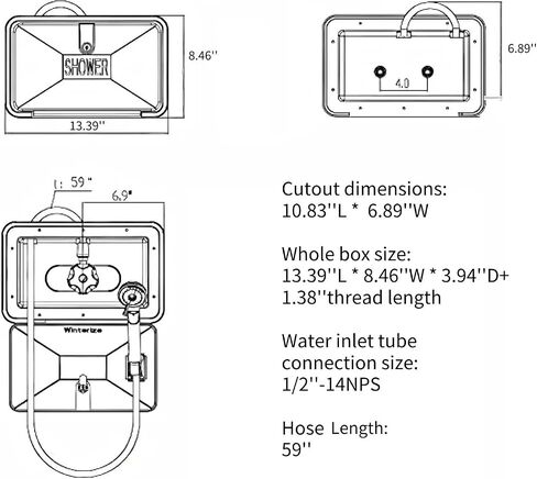 RV Exterior Shower Box Kit with Lock for Outside, Outdoor Non-Metallic RV Accessories for RVs, Fifth Wheels, Motorhomes, Travel Trailers, Campers - Black in Saudi Arabia