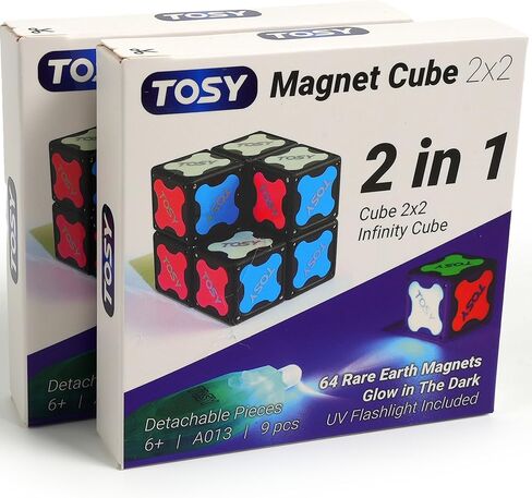TOSY Magnet Cube 4x4 - 560 Magnets, 70 Blocks, 8in1 Toy: 4x4 or 3x3 or 2x2 Puzzle Cube, Transformable Fidget Spinner, Infinity Cube, Building Blocks, 2D&3D Puzzle Game, Glowing Easter Birthday Gift in Kuwait