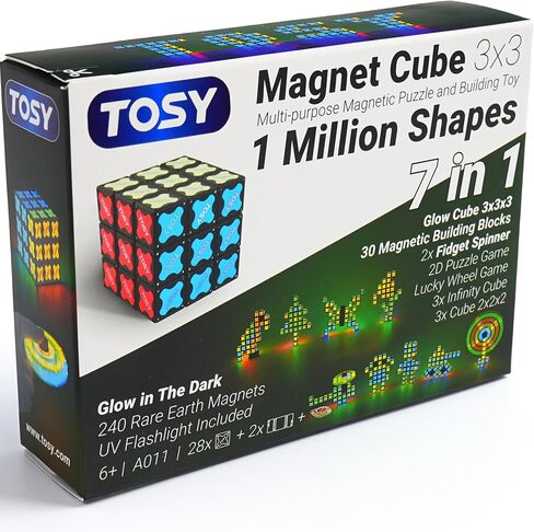 TOSY Magnet Cube 4x4 - 560 Magnets, 70 Blocks, 8in1 Toy: 4x4 or 3x3 or 2x2 Puzzle Cube, Transformable Fidget Spinner, Infinity Cube, Building Blocks, 2D&3D Puzzle Game, Glowing Easter Birthday Gift in Kuwait