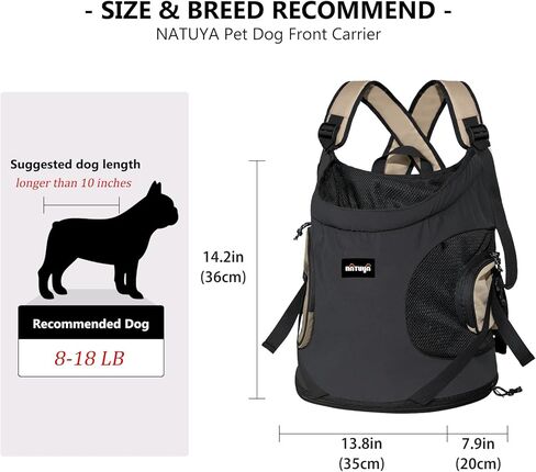 NATUYA Dog Front Carrier, Pet Carrier Front-Pack for Small Dog Puppy Cat, Travel Hiking Waterproof Lightweight Pet Bag, Padded Bottom Mat & Zip Pockets (Cream) in Kuwait