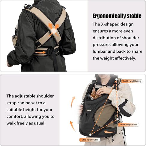 NATUYA Dog Front Carrier, Pet Carrier Front-Pack for Small Dog Puppy Cat, Travel Hiking Waterproof Lightweight Pet Bag, Padded Bottom Mat & Zip Pockets (Cream) in Kuwait