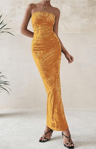 BTFBM Women's Summer Maxi Tube Dress Strapless Side Slit Long Floral Bodycon Dress Elegant Party Cocktail Dresses in Kuwait