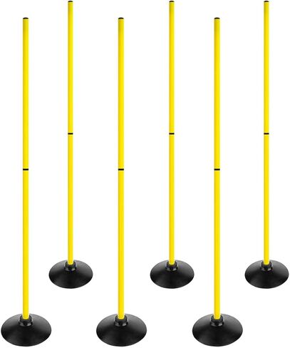 6FT Soccer Agility Poles with Rubber Base Detachable Speed Agility Stick Slalom Speed Training Pole Set for Sports in Kuwait