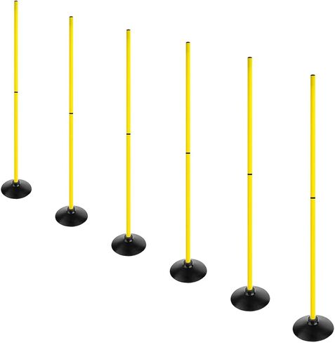 6FT Soccer Agility Poles with Rubber Base Detachable Speed Agility Stick Slalom Speed Training Pole Set for Sports in Kuwait