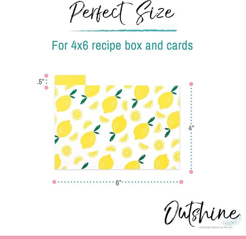 OUTSHINE Premium Kraft Recipe Cards Dividers 4x6 with Tabs (Set of 24) | Recipe Box Dividers Made of Thick Cardstock | Includes 28 Adhesive Labels and Printed Cooking Tips | Best Kitchen Gift in Kuwait