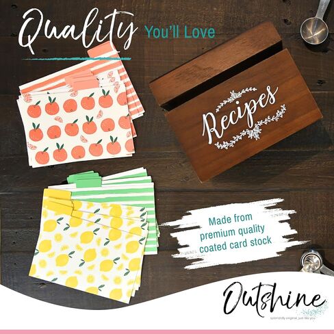 OUTSHINE Premium Kraft Recipe Cards Dividers 4x6 with Tabs (Set of 24) | Recipe Box Dividers Made of Thick Cardstock | Includes 28 Adhesive Labels and Printed Cooking Tips | Best Kitchen Gift in Kuwait