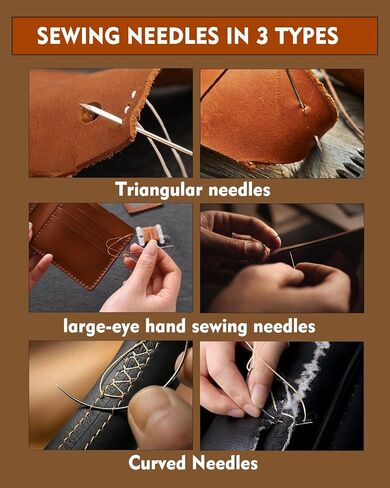 FOUSNOW 19 Pcs Hand Sewing Needles Kit, Assorted Sewing Needles with Wooden Sewing Needles Cushion, Needle Threaders for Hand Sewing, 3 Sizes Hand Stitching Needles for Sewing Repairing Craft in Kuwait