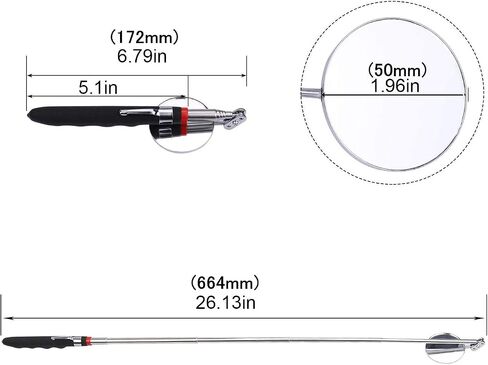 Telescoping Inspection circular 360 Mirror with 2 LED Light mirror and mirror on a stick and Extendable Mechanic Tool for Automotive Flexible circular Mirror Diabetic Mirror for feet in Saudi Arabia