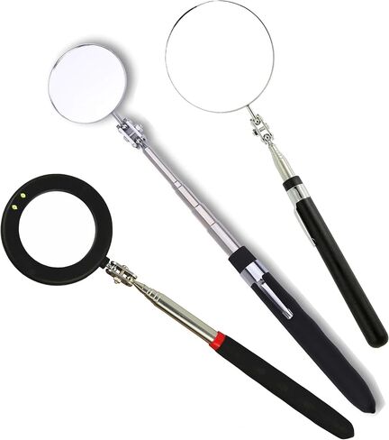 Telescoping Inspection circular 360 Mirror with 2 LED Light mirror and mirror on a stick and Extendable Mechanic Tool for Automotive Flexible circular Mirror Diabetic Mirror for feet in Saudi Arabia