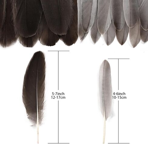 iHUFeather 270pcs Black Goose Feathers for Crafts 2 Styles 4-7 inch Bulk Natural Feathers for DIY Cosplay Wedding Party Halloween Decoration in Kuwait