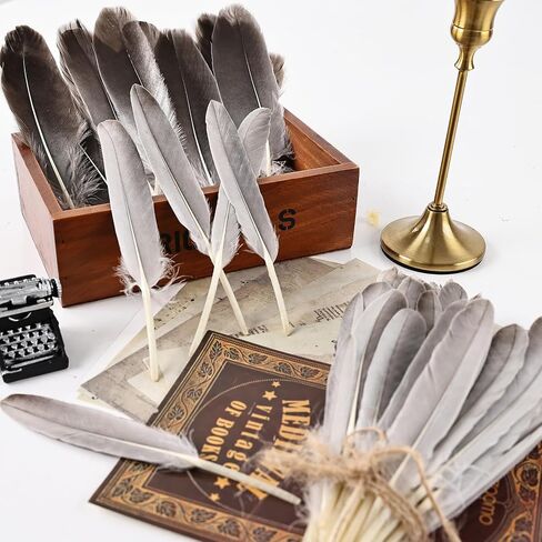 iHUFeather 270pcs Black Goose Feathers for Crafts 2 Styles 4-7 inch Bulk Natural Feathers for DIY Cosplay Wedding Party Halloween Decoration in Kuwait
