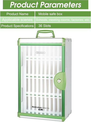 36 Slots Cell Phone Locker, Portable Phone Storage Cabinet Pocket Chart [Wall Mounted] [Aluminum Alloy] Key Lock Box with Handle for School Classroom Office Exam (Green) in Saudi Arabia