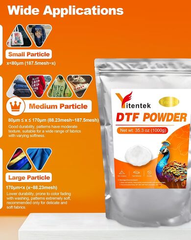 مسحوق DTF - 500g / 17.6oz نقل رقمي أبيض من اللصق الساخن ذوبان ، مسحوق نقل المعالجة DTF لجميع طابعات DTF و DTG ، مسحوق لاصق الذوبان الساخن DTF لجميع النسيج ، 1.1 رطل in Kuwait