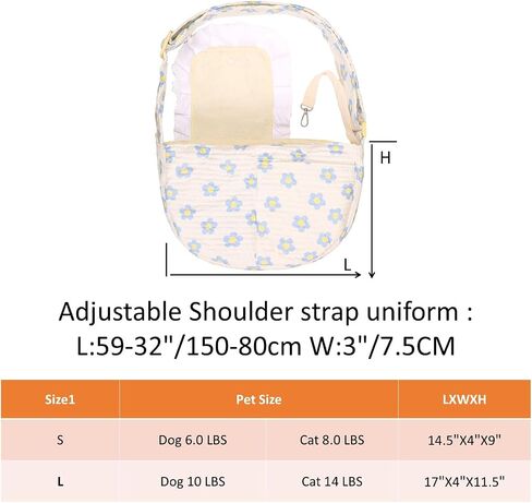 Floral Print Pet Carrier Bag for Small Dogs and Cats, Hands-Free Design Dog Purses(Red Floral, Small) in Kuwait