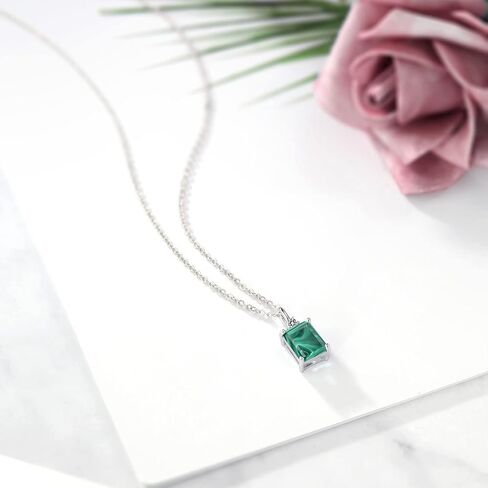 Gem Stone King 925 Sterling Silver Blue Sapphire and White Diamond Pendant Necklace For Women | 2.48 Cttw | Gemstone September Birthstone | Emerald Cut 9X7MM | With 18 Inch Silver Chain in Saudi Arabia