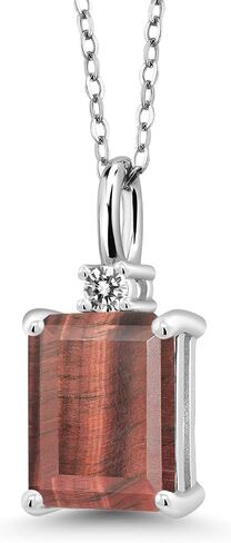 Gem Stone King 925 Sterling Silver Blue Sapphire and White Diamond Pendant Necklace For Women | 2.48 Cttw | Gemstone September Birthstone | Emerald Cut 9X7MM | With 18 Inch Silver Chain in Saudi Arabia