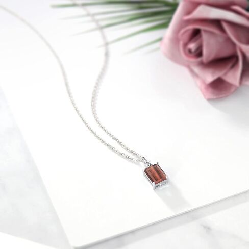 Gem Stone King 925 Sterling Silver Blue Sapphire and White Diamond Pendant Necklace For Women | 2.48 Cttw | Gemstone September Birthstone | Emerald Cut 9X7MM | With 18 Inch Silver Chain in Saudi Arabia