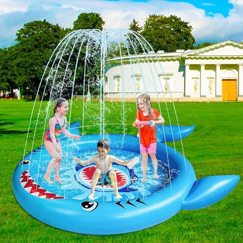 Sprinkler for Kids ، Plash Pad for Kids ، Plash Pad for Dogs ، نافورة قابلة للنفخ تلعب ألعابًا رائعة في الصيف ، وسادة رش الصواريخ 68 بوصة. in Kuwait