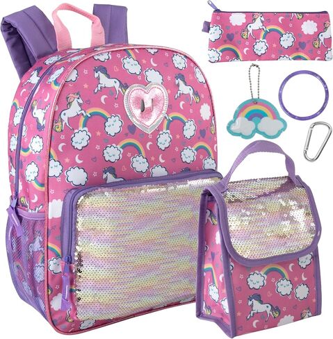Trail maker Girl's 6 in 1 Backpack with Lunch Bag, Pencil Case, Keychain, and Accessories in Kuwait