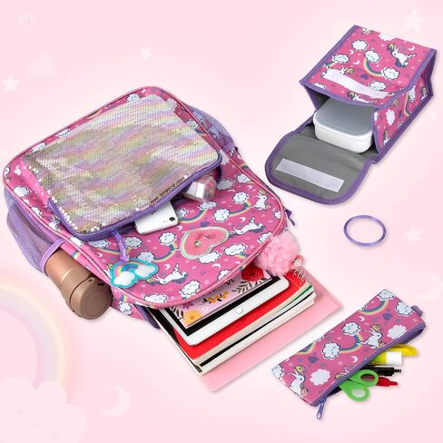 Trail maker Girl's 6 in 1 Backpack with Lunch Bag, Pencil Case, Keychain, and Accessories in Kuwait