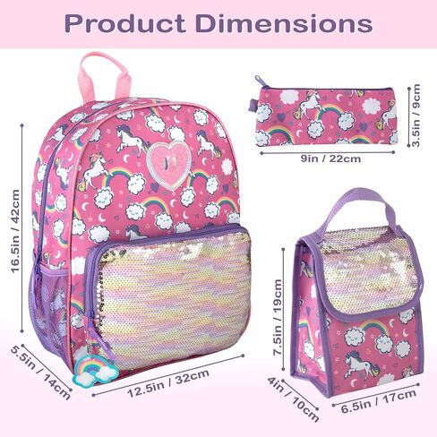Trail maker Girl's 6 in 1 Backpack with Lunch Bag, Pencil Case, Keychain, and Accessories in Kuwait