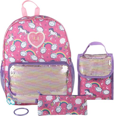 Trail maker Girl's 6 in 1 Backpack with Lunch Bag, Pencil Case, Keychain, and Accessories in Kuwait