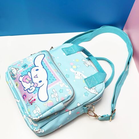 Kawaii Kitty Friends PU Crossbody Bag with Handles Adjustable Shoulder Strap and Bracelet, Cartoon Handbag with Zipper, Wallet Purse Shoulder Messenger Bag Coin Pouch Accessories for Women Girls in Saudi Arabia