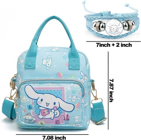 Kawaii Kitty Friends PU Crossbody Bag with Handles Adjustable Shoulder Strap and Bracelet, Cartoon Handbag with Zipper, Wallet Purse Shoulder Messenger Bag Coin Pouch Accessories for Women Girls in Saudi Arabia