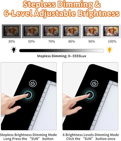 Keiwrlight A4 Diamond Art Light Board - صندوق ضوء رفيع قابل لإعادة الشحن لتتبع 5 مستويات السطوع A4 Light Pad لطلاء الماس الرسم الوشم الإكسسوارات Art Child W/Case in Kuwait