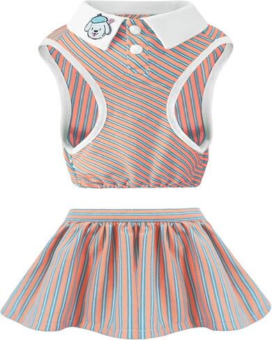 تنورة الكلاب ، فستان رياضة جرو ، ملابس الحيوانات الأليفة في صيف athleisure للكلاب الصغيرة المتوسطة ، ملابس الكلاب القابلة للتعديل مع أزرار ، ملابس القط (بيضاء الخنصر ، كبيرة ، 2 قطعة) in Kuwait