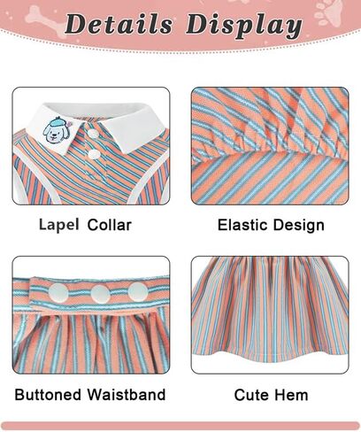 تنورة الكلاب ، فستان رياضة جرو ، ملابس الحيوانات الأليفة في صيف athleisure للكلاب الصغيرة المتوسطة ، ملابس الكلاب القابلة للتعديل مع أزرار ، ملابس القط (بيضاء الخنصر ، كبيرة ، 2 قطعة) in Kuwait