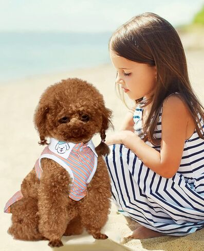 تنورة الكلاب ، فستان رياضة جرو ، ملابس الحيوانات الأليفة في صيف athleisure للكلاب الصغيرة المتوسطة ، ملابس الكلاب القابلة للتعديل مع أزرار ، ملابس القط (بيضاء الخنصر ، كبيرة ، 2 قطعة) in Kuwait