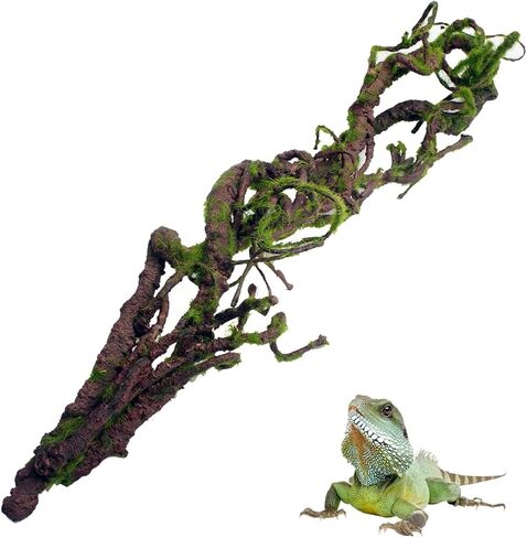BNOSDM Reptile Bend-A-Branch Vines with Moss Bendable Jungle Climbing Vine Pet Habitat Decor for Bearded Dragons Chameleon Geckos Snakes Lizards Frogs in Kuwait