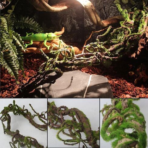 BNOSDM Reptile Bend-A-Branch Vines with Moss Bendable Jungle Climbing Vine Pet Habitat Decor for Bearded Dragons Chameleon Geckos Snakes Lizards Frogs in Kuwait