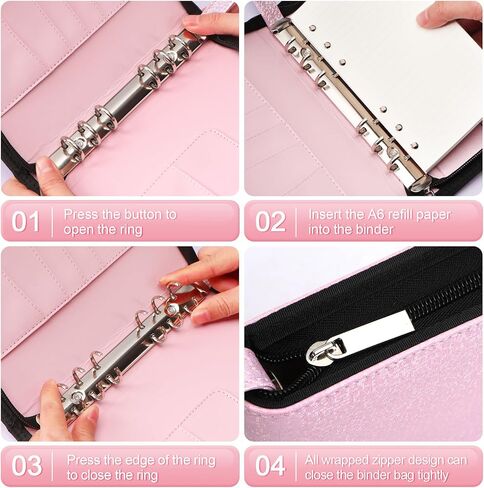 TopLive A6 BIDENT Binder مع ZIPPER ، 6 RING RING RINGER BINDER COVER in Kuwait