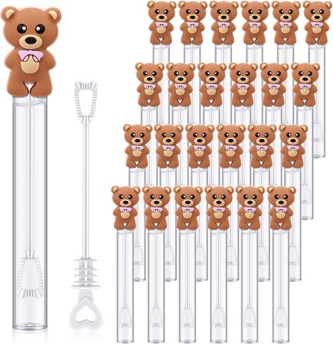 24 Pcs Bear Bubble Wands Bulk Mini Bubble Wands for Baby Shower Boys Baptism Birthday Bear Theme Party Supplies Summer Gift Toys Classroom Prizes in Kuwait
