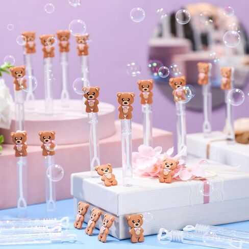 24 Pcs Bear Bubble Wands Bulk Mini Bubble Wands for Baby Shower Boys Baptism Birthday Bear Theme Party Supplies Summer Gift Toys Classroom Prizes in Kuwait