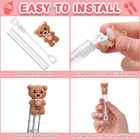 24 Pcs Bear Bubble Wands Bulk Mini Bubble Wands for Baby Shower Boys Baptism Birthday Bear Theme Party Supplies Summer Gift Toys Classroom Prizes in Kuwait