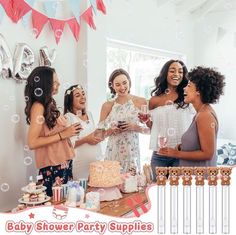 24 Pcs Bear Bubble Wands Bulk Mini Bubble Wands for Baby Shower Boys Baptism Birthday Bear Theme Party Supplies Summer Gift Toys Classroom Prizes in Kuwait