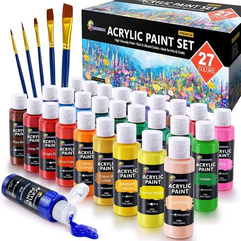 Acrylic Paint, 24 Colors Acrylic Paint Set, 2oz/59ml Bottles, Premium Acrylic Paints for Artists, Beginners and Adults on Canvas Rocks Wood Ceramic Fabric in Saudi Arabia